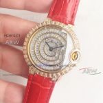 Perfect Replica Best Copy Cartier Ballon Bleu Quartz Watch - Red Leather Strap